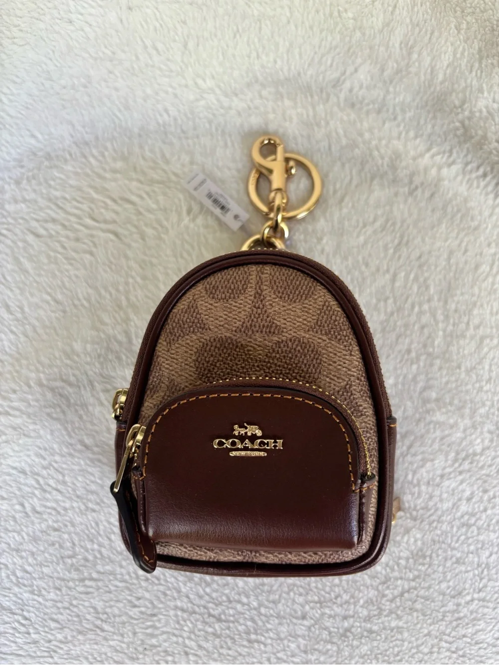 Coach Mini Court Backpack Bag Charm in signature canvas CX066